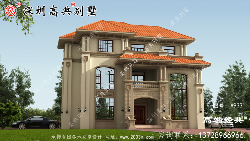 農村自營住宅三層外觀效果圖,外觀大氣內部布局無可挑剔。