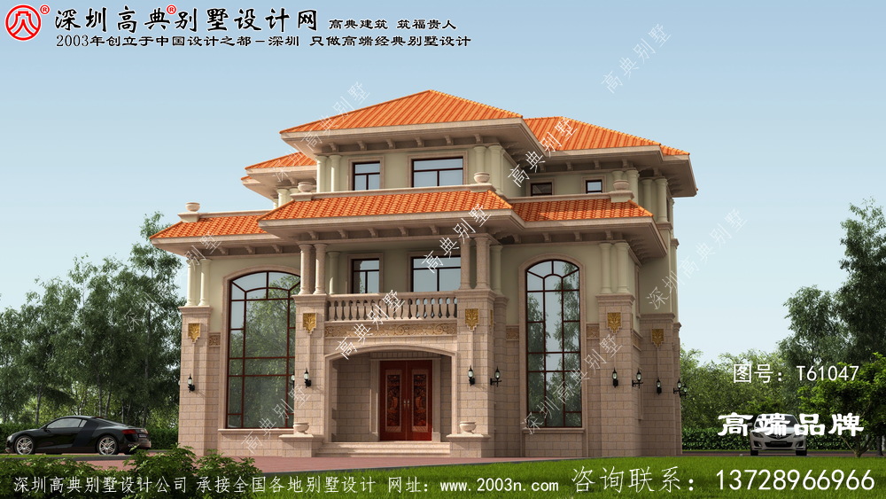 門面16.3米X深度15.6米歐式農(nóng)村自建房設(shè)計圖，布局好實在