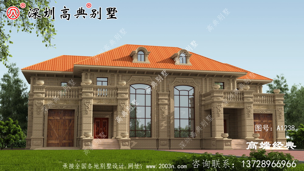 農村345平方的兩層樓圖,不用借錢就能建成,不能不推薦。