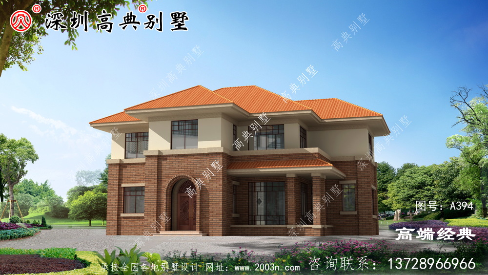 農村帶露臺二層別墅圖，外觀簡潔漂亮，住著更舒適