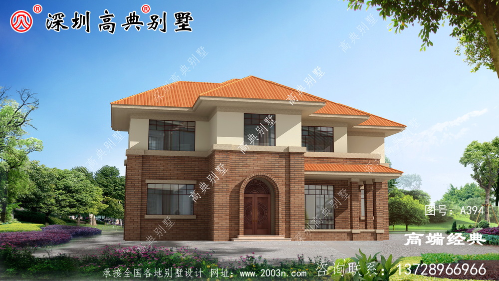 農村帶露臺二層別墅圖，外觀簡潔漂亮，住著更舒適