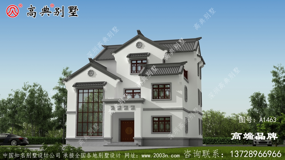 這樣南北通透的新中式三層戶型建在農村令人羨慕