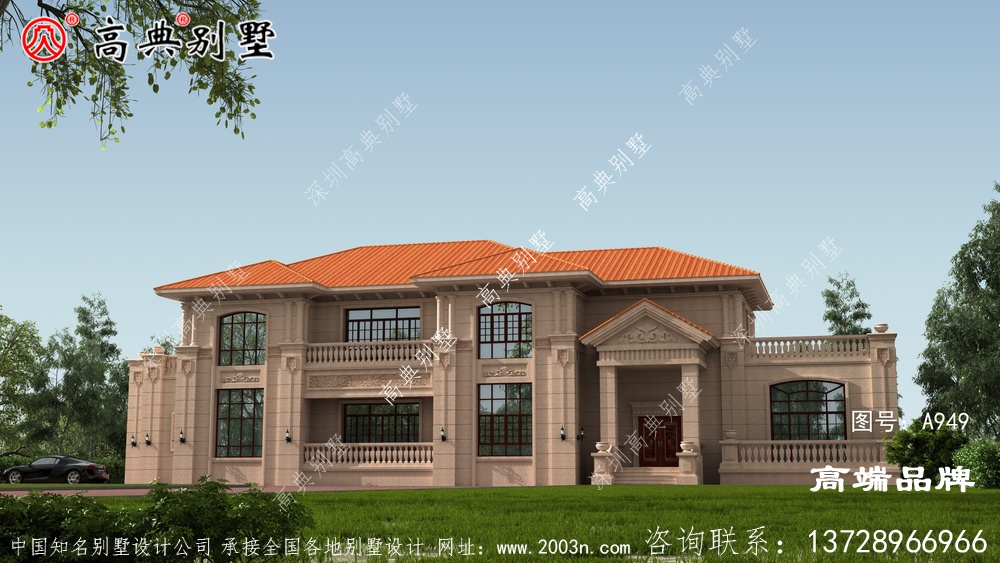 該別墅是典型的歐式風(fēng)格采用歐式石材裝飾簡(jiǎn)潔大氣